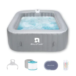 Relxtime 4–6 Person Square Inflatable Spa, 130 Air Jets