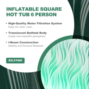 4–6 Person LED Inflatable Hot Tub with 130 Air Jets, Green