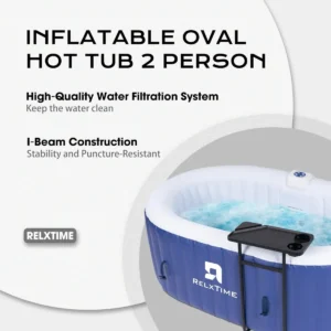 Portable Blue 2 Person Inflatable Oval Spa with 100 Jets