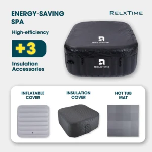 2–3 Person Inflatable Square Hot Tub with 110 Jets