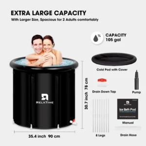 Portable Ice Bath Tub XL 105 Gallon with Cover