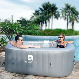 Relxtime 4–6 Person Square Inflatable Spa, 130 Air Jets