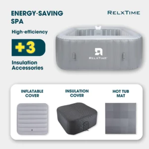 Relxtime 4–6 Person Square Inflatable Spa, 130 Air Jets