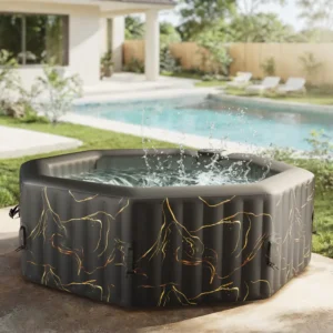 4–6 Person Octagonal Inflatable Hot Tub with 130 Air Jets