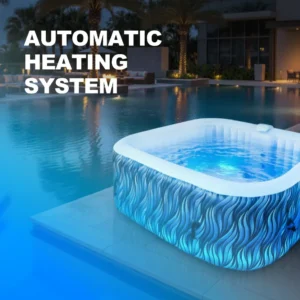 4–6 Person LED Inflatable Hot Tub with 130 Air Jets, Black