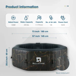 4–6 Person Octagonal Inflatable Hot Tub with 130 Air Jets