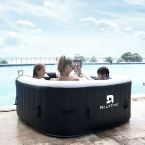 2–3 Person Inflatable Square Hot Tub with 110 Jets