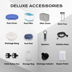 Portable Blue 2 Person Inflatable Oval Spa with 100 Jets