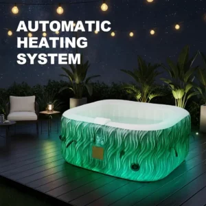 4–6 Person LED Inflatable Hot Tub with 130 Air Jets, Green