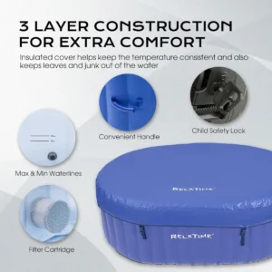 Portable Blue 2 Person Inflatable Oval Spa with 100 Jets