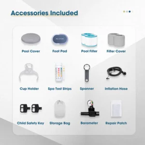 4–6 Person Square Inflatable Hot Tub with 130 Jets, Beige