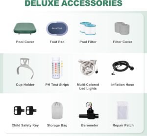 4–6 Person LED Inflatable Hot Tub with 130 Air Jets, Green