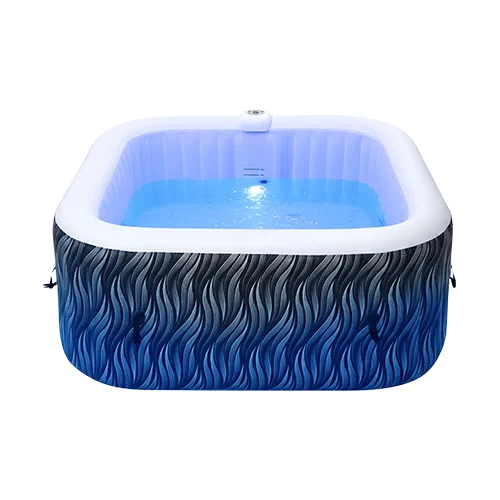 Portable Hot Tub 4 to 6 Person with LED Light, Inflatable Outdoor Spa, 130 Air Jets Built in Heater Pump, Blow Up Hottub for Relaxation, Black