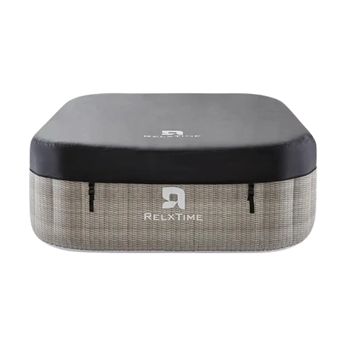 4–6 Person Square Inflatable Hot Tub with 130 Jets, Beige