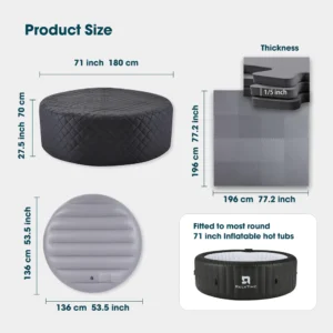 Complete Round Hot Tub Cover and Mat for Outdoor Use & Protection