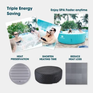 Complete Round Hot Tub Cover and Mat for Outdoor Use & Protection